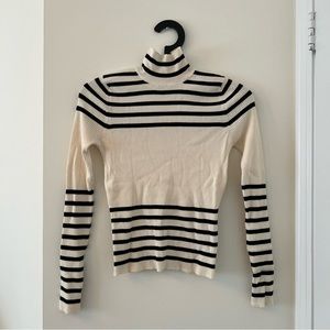 Zara knit striped turtleneck sweater cream/black, size S, excellent condition